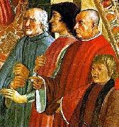 Leonardo Da Vinci Lorenzo de Medici between Antonio Pucci and Francesco Sassetti, with Giulio de Medici, fresco by Ghirlandaio oil painting